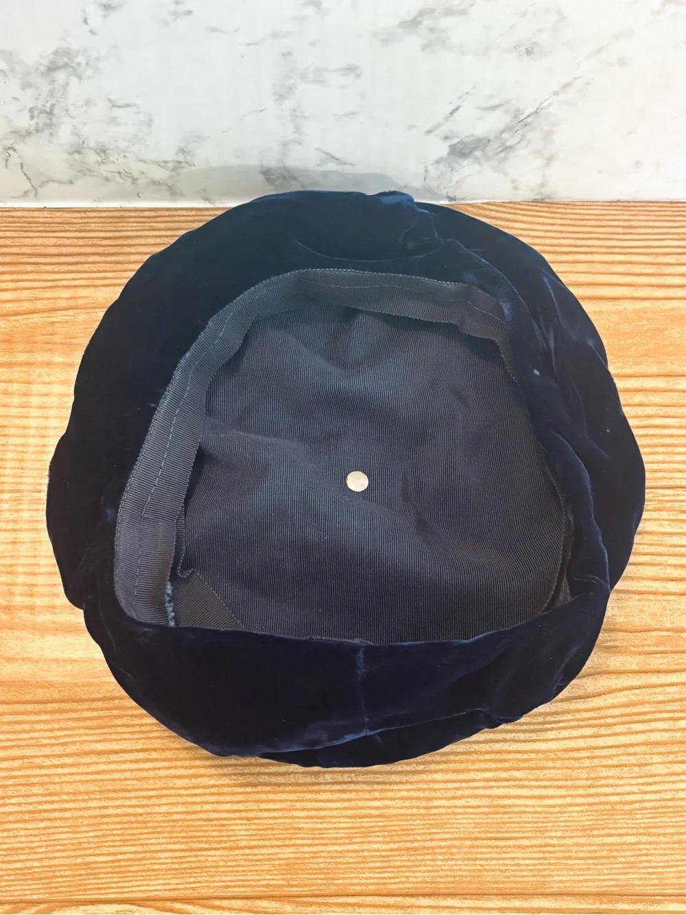 Vintage Navy Blue Velvet Beret Hat Union Made in the USA